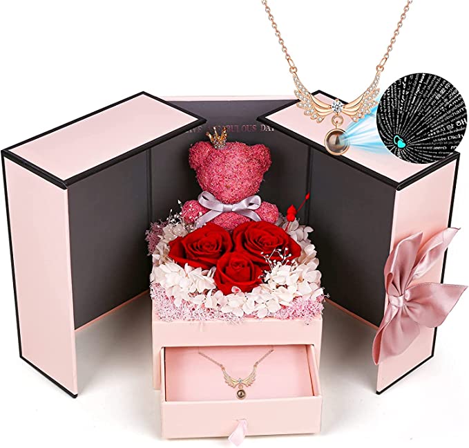 Gift Set with Preserved Rose Necklace - easy last minute Mother's day gifts