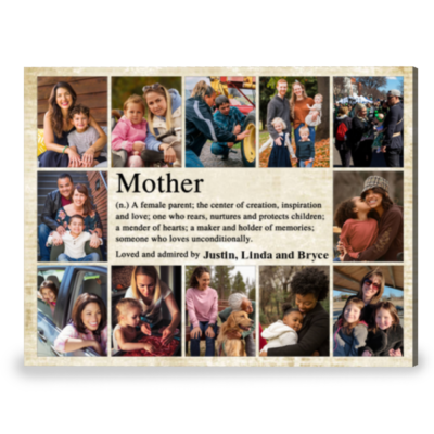 Beautiful Collage Photo Gift For Mom With Personalized Names Canvas Print