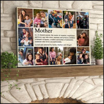Beautiful Collage Photo Gift For Mom With Personalized Names Canvas Print