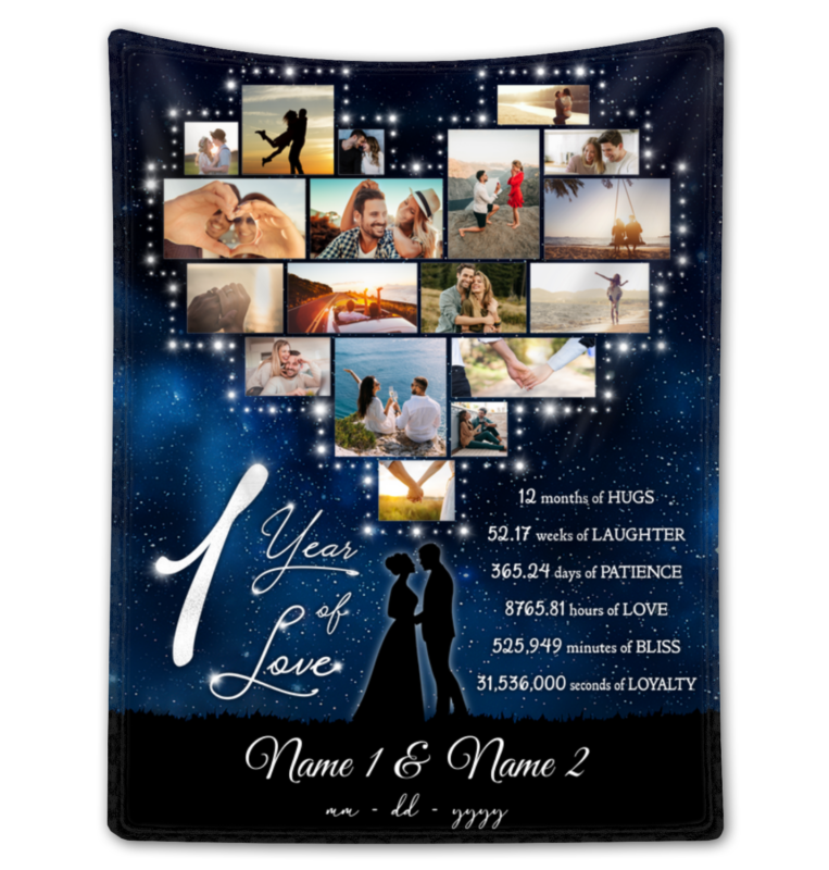 Custom 1st Anniversary Gift Fleece Blanket Sentimental Gift For Couple