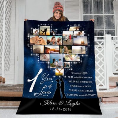 Custom 1st Anniversary Gift Fleece Blanket Sentimental Gift For Couple 01