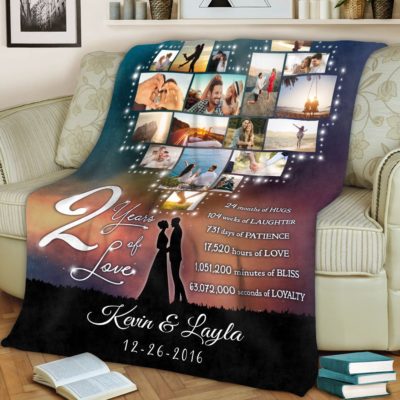 Custom 2nd Anniversary Gift Fleece Blanket Sentimental Gift For Couple 01