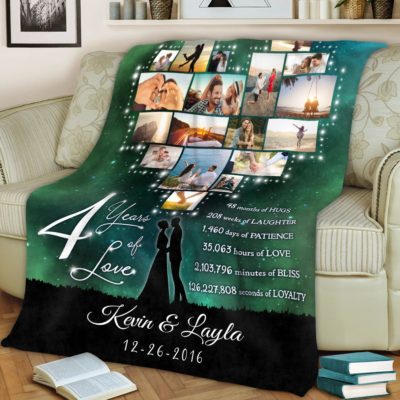 Custom 4th Anniversary Gift Fleece Blanket Sentimental Gift For Couple 01