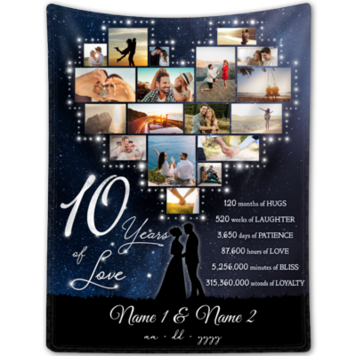 Custom 10th Anniversary Gift Fleece Blanket Sentimental Gift For Couple