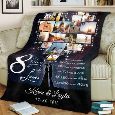 Custom 8th Anniversary Gift Fleece Blanket Sentimental Gift For Couple 01