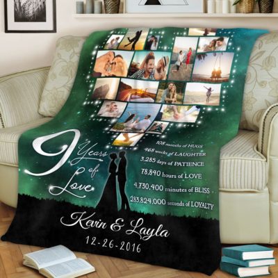 Custom 9th Anniversary Gift Fleece Blanket Sentimental Gift For Couple 01