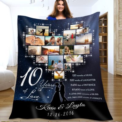 Custom 10th Anniversary Gift Fleece Blanket Sentimental Gift For Couple 01
