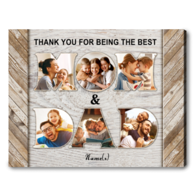 Custom Gift For Mom And Dad Canvas Dad And Mom Photo Collage Wall Art