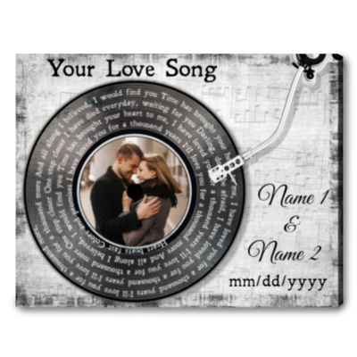 Custom Song Lyrics Vinyl Record Canvas Print Couple Anniversary Wedding Gifts
