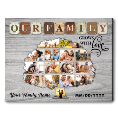 Family Tree Collage Photo Canvas Custom Home Decor Gift Idea