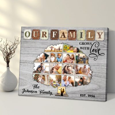 Family Tree Collage Photo Canvas Custom Home Decor Gift Idea