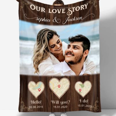 Gift for Newly Engaged Couple Custom Photo Blanket For Couples 01