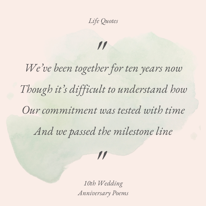 10Th Wedding Anniversary Poems