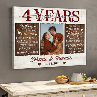 Unique 4 Years Anniversary Gift Custom Photo Canvas For Couple 01