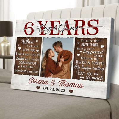 Unique 6 Years Anniversary Gift Custom Photo Canvas For Couple 01