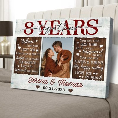 Unique 8 Years Anniversary Gift Custom Photo Canvas For Couple 01
