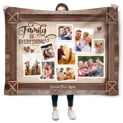 Loving Family Custom Blanket Gift Collage Photo Family Fleece Blanket