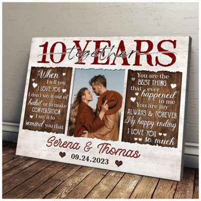 Unique 10 Years Anniversary Gift Custom Photo Canvas For Couple 01