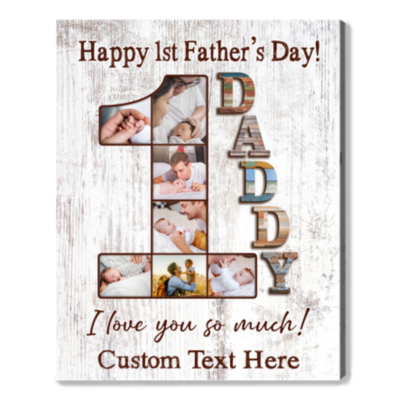 First Fathers Day Gift Idea Custom Photo Collage New Father's Day Canvas Print