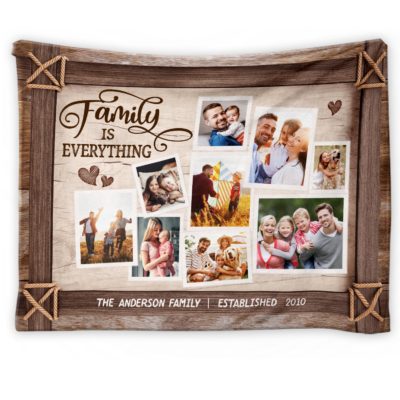 Loving Family Custom Blanket Gift Collage Photo Family Fleece Blanket