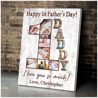 First Fathers Day Gift Idea Custom Photo Collage New Father's Day Canvas Print