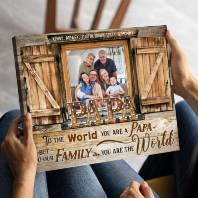 Personalized Papa Photo Canvas Gift Fathers Day Gift From Grandchildren