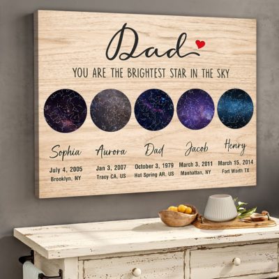 Fathers Day Gift Customized Constellation Star Map Canvas