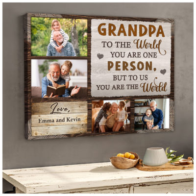 Father's Day Canvas Art Gift Idea Personalized Photo Gift For Grandpa Canvas