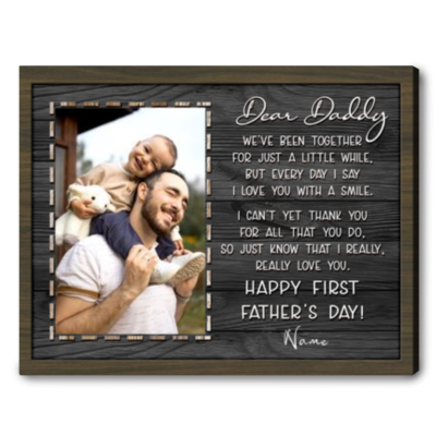 First Father's Day Gift Customized First Time Daddy Photo Canvas Print