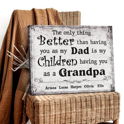 Father's Day Gift for Grandpa Happy Father's Day Custom Canvas Wall Art