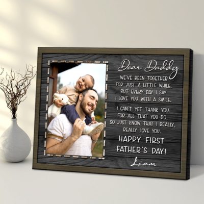 First Father's Day Gift Customized First Time Daddy Photo Canvas Print