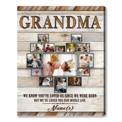 Custom Photo Collage Grandma Canvas Print Grandma Birthday Gift