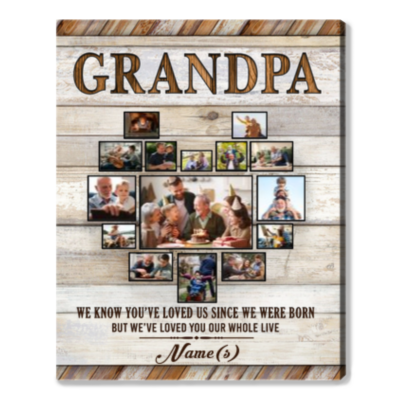 Custom Photo Collage Grandpa Canvas Print Grandpa Birthday Gift