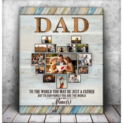 Custom Photo Collage Dad Canvas Print Unique Father's Day Gift Idea 01