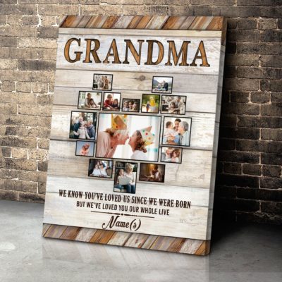 Custom Photo Collage Grandma Canvas Print Grandma Birthday Gift 01