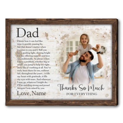 Unique Fathers Day Gift Idea For Dad From Daughter Custom Photo Canvas Print