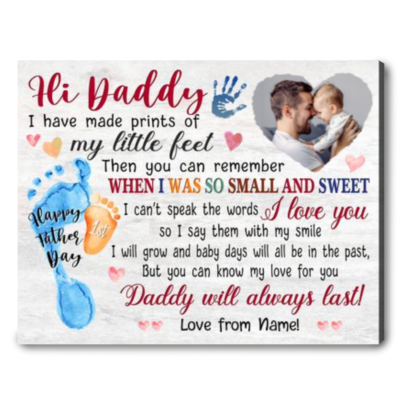 First Father's Day Canvas Print Happy 1st Father's Day Gift