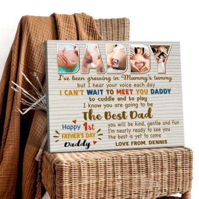 Fathers Day Gift For New Dad Personalized First Fathers Day Canvas Gift