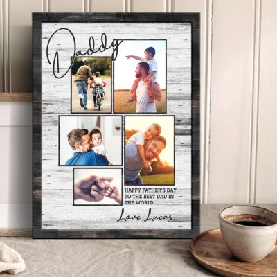 Father's Day Photo Gift Customized Dad Photo Collage Canvas Print