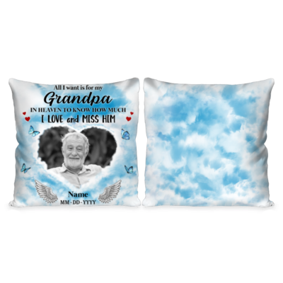 Grandpa Memorial Custom Photo Pillow Gift For Grandpa