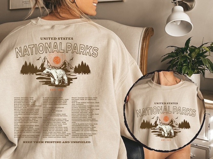 National Park Sweatshirts As Mountain Gifts For Her
