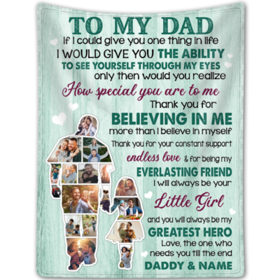 Unique Father's Day Gift From Daughter Custom Photo Collage Dad Blanket