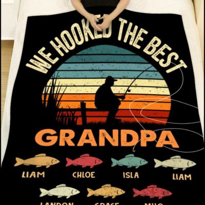 Personalized Gift For Grandpa Who Loves Fishing Fleece Blanket