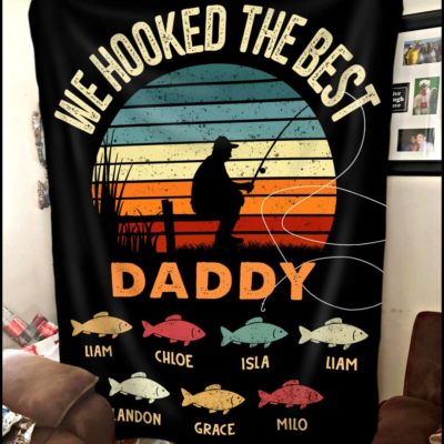 Personalized Gift For Dad Who Loves Fishing Fleece Blanket
