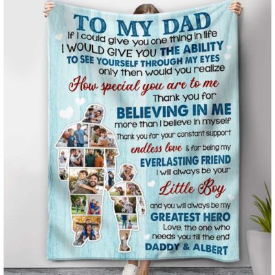 Unique Father's Day Gift From Son Custom Photo Collage Dad Blanket 01