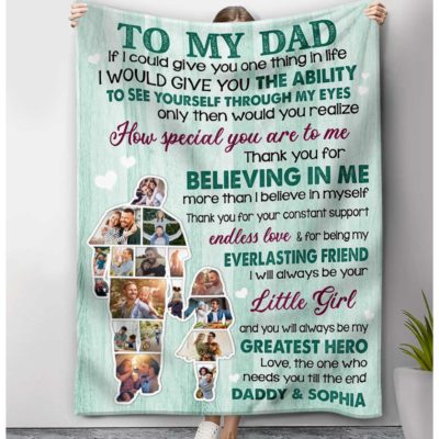 Unique Father's Day Gift From Daughter Custom Photo Collage Dad Blanket 01