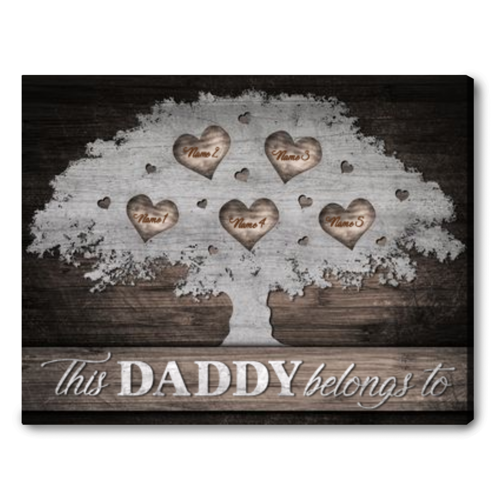 Daddy, Custom Photo, Customizable Family Name And Text, Square Canvas