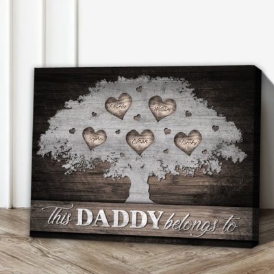 Custom Names Canvas Wall Art For Dad Unique Happy Father's Day Gift For Daddy 01