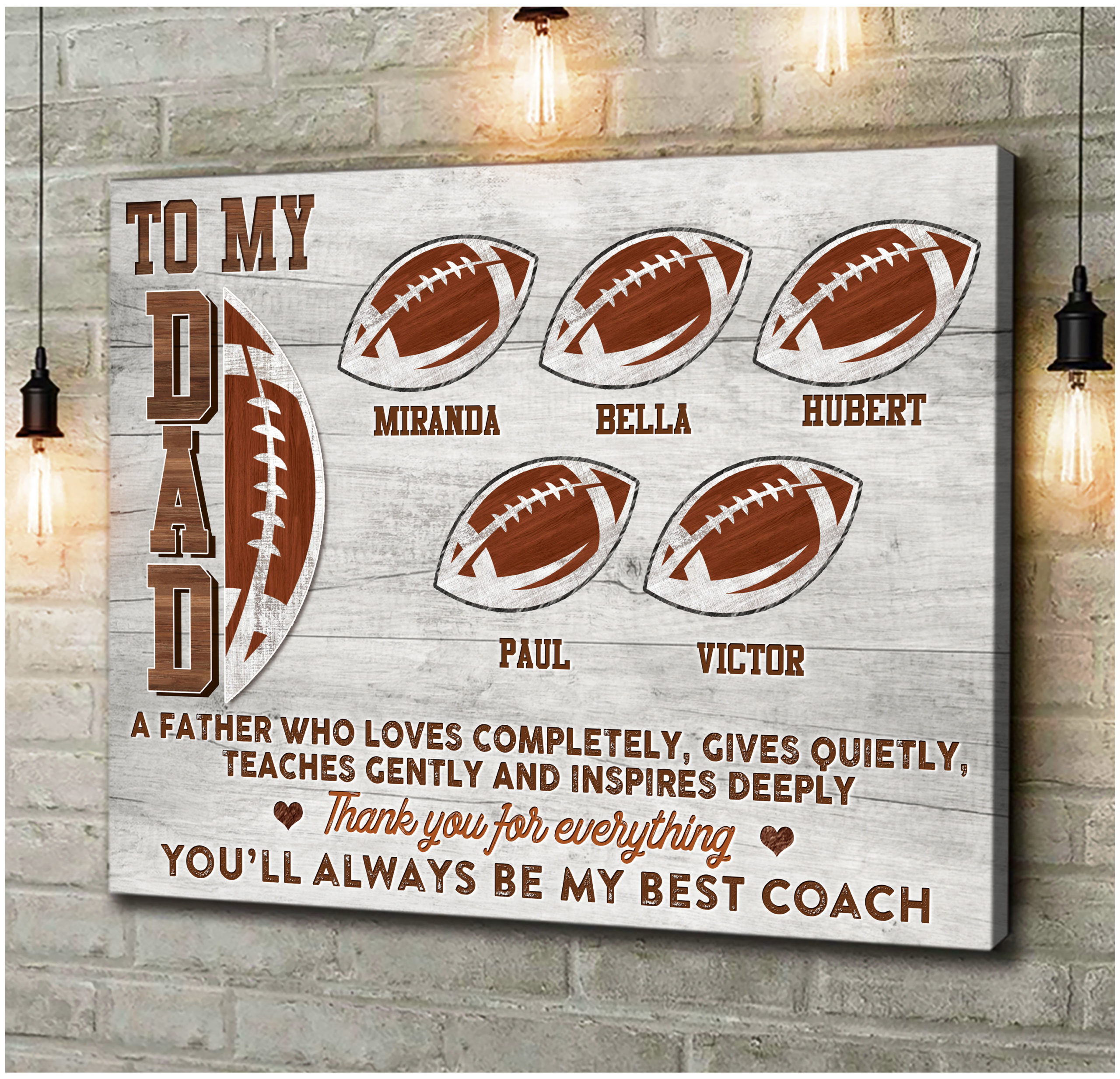 American Football Dad Canvas Print Father's Day Gift For Football Dad 01