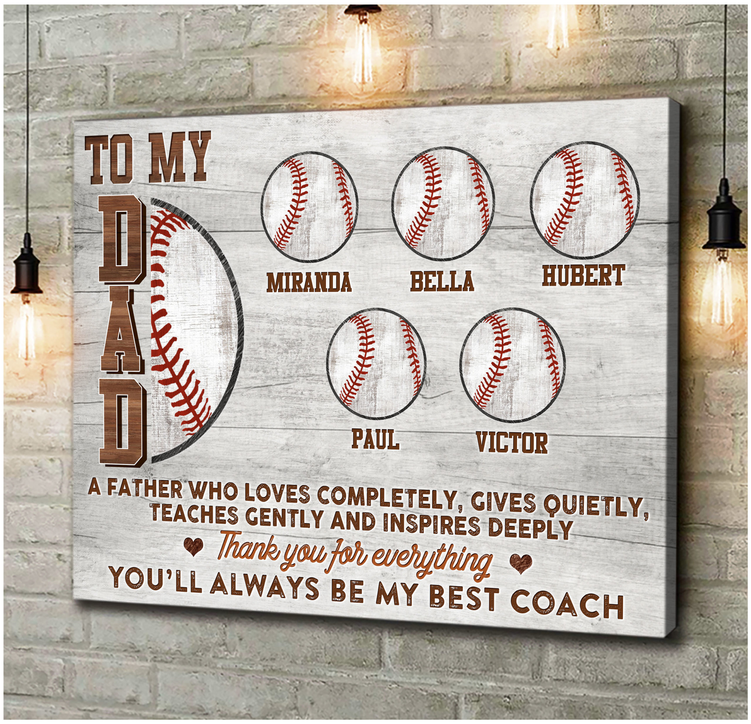 Unique Baseball Dad Canvas Print Father's Day Gift For Baseball Dad 01